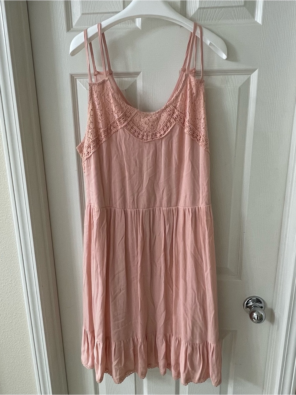 Forever 21 Blush Pink Lace Yoke Slip Dress